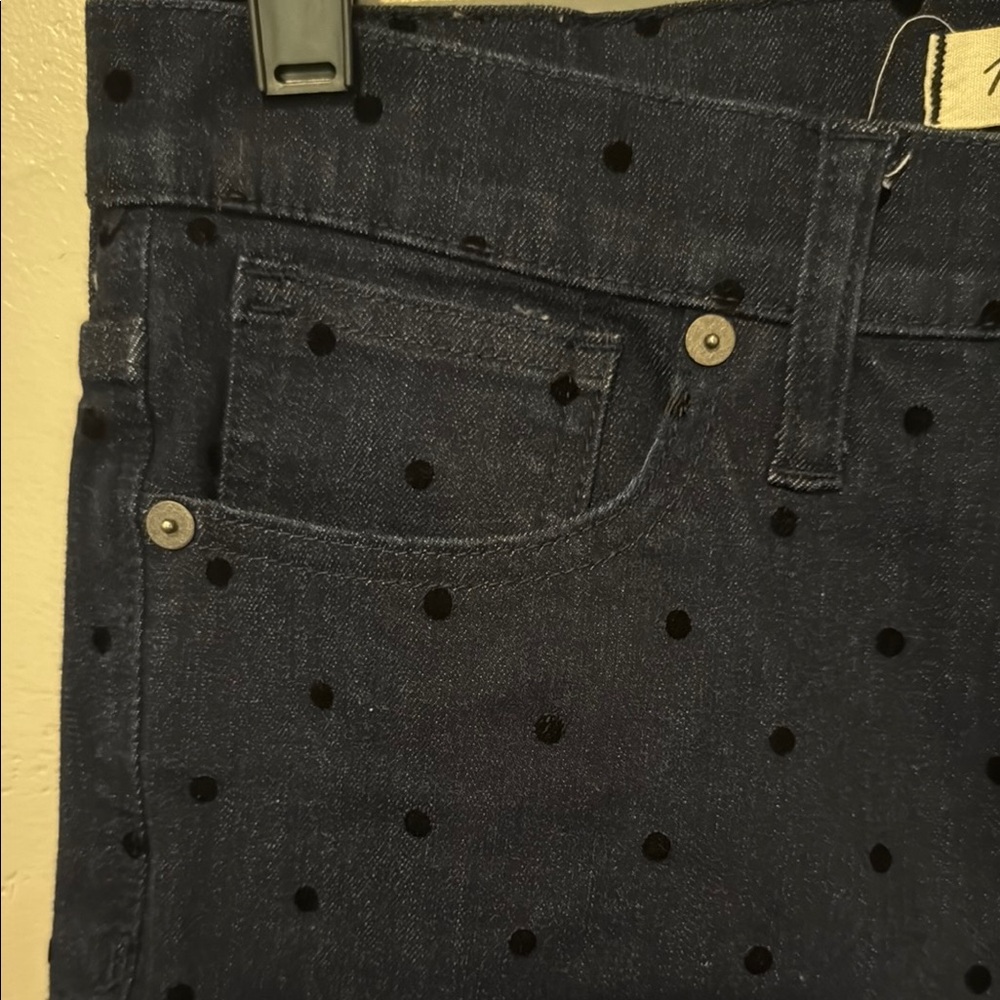 Madewell Women's Dark Blue Polka Dot 9” High-Rise Skinny Jeans 28 - Picture 3 of 9